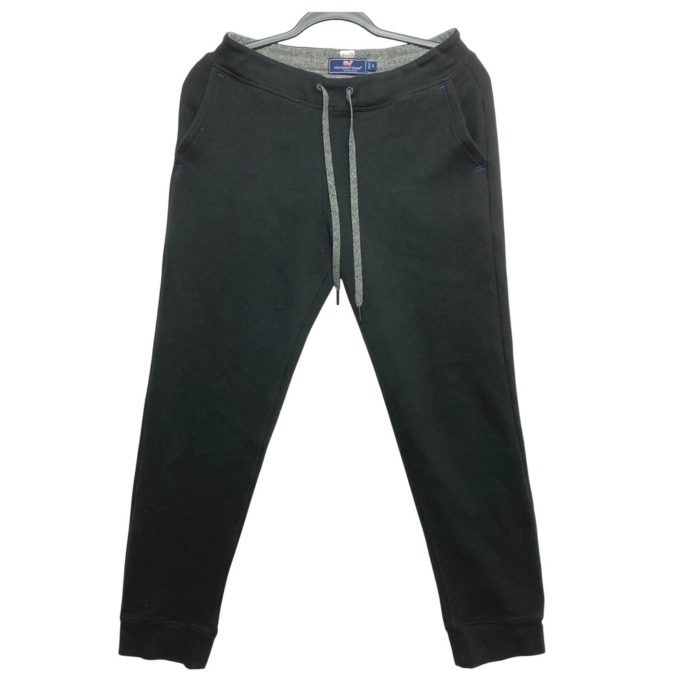Vineyard Vines Jogger Mens Small Black Textured Knit Sweatpants Made in Portugal